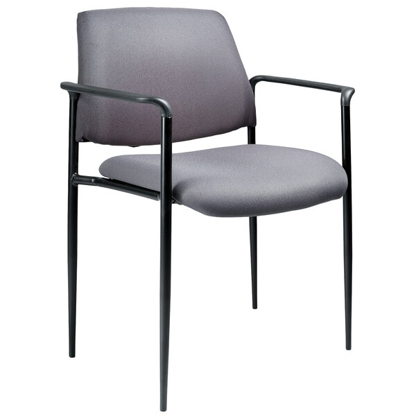A Boss Diamond Gray office chair with black metal legs and arms.