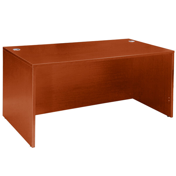 A cherry laminate Boss desk shell with a brown finish.