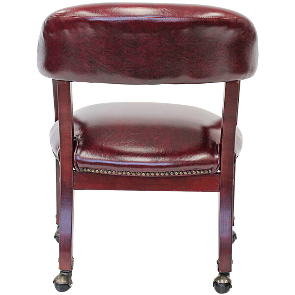 Boss B9545-BY Burgundy Vinyl Captain's Chair with Casters