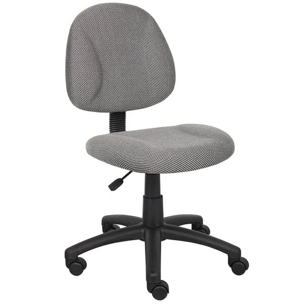 A gray and black Boss Perfect Posture office chair with wheels.