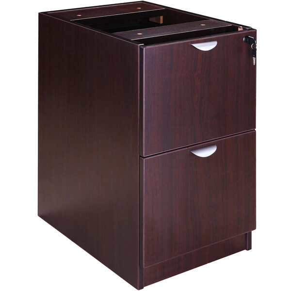 A Boss mocha laminate file cabinet with 2 locking drawers.