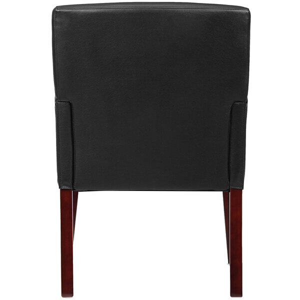Boss B619 Black Box Arm Guest Chair with Mahogany Finish