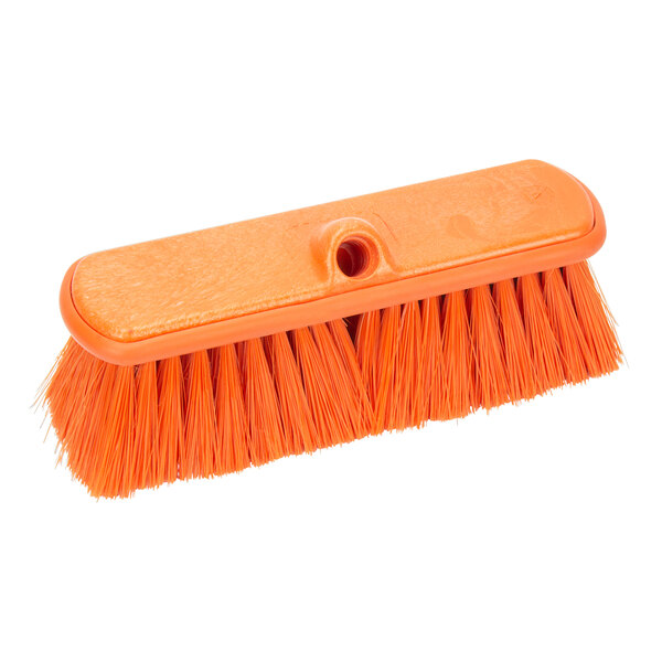 An orange Carlisle Sparta vehicle and wall cleaning brush with a handle.