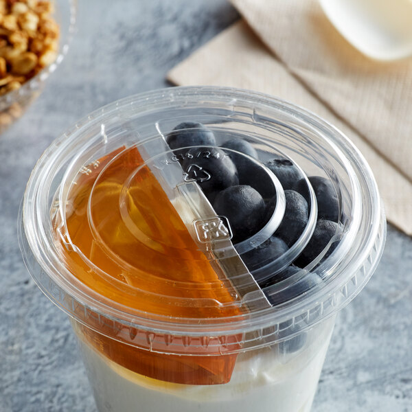 Fabri-Kal LGC16/24F Greenware 16, 20, and 24 oz. Compostable Clear Plastic Flat Lid without Straw Slot - 1000/Case