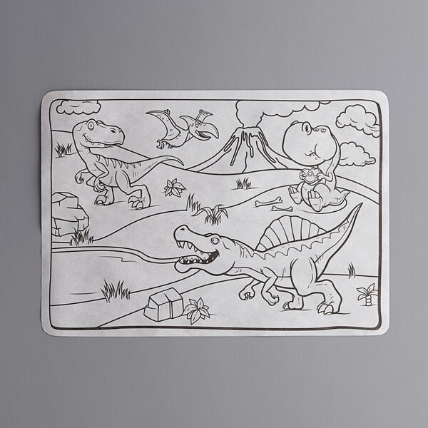 Choice 10 x 14 Kids Dinosaur Double Sided Interactive Placemat - 1000/Case