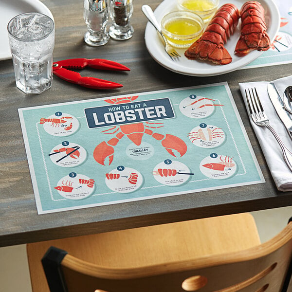 Choice 10" x 14" How to Eat a Lobster Paper Placemat   - 1000/Case