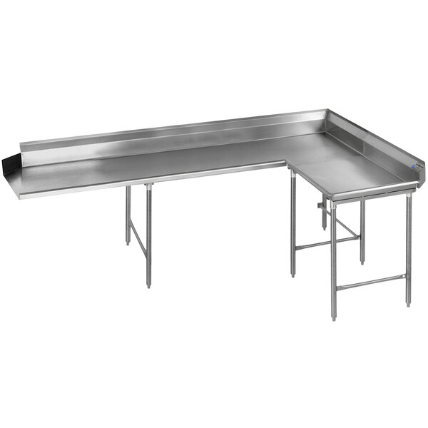 A stainless steel Eagle Group dishtable in a right corner configuration.