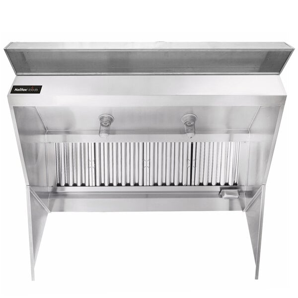A stainless steel Halifax commercial kitchen hood.