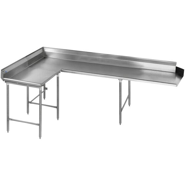 A stainless steel Eagle Group dishtable with a left corner.