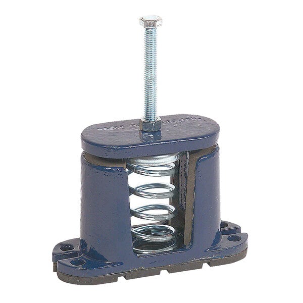 A blue metal NAKS VIBRATION_ISOLATOR with a spring and bolt.