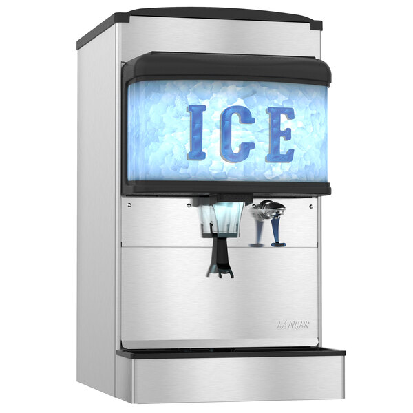 A Hoshizaki countertop ice and water dispenser with ice in it.