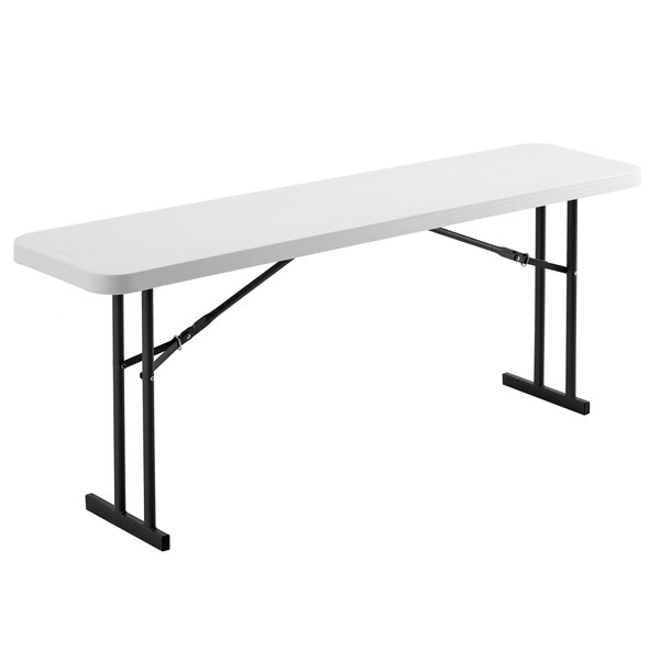 Lifetime 80176 72" x 18" White Granite Plastic Folding Seminar Table