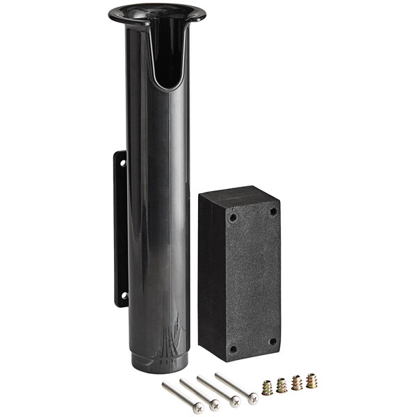 A black metal cylindrical CaterGator Fishing Rod Holder with screws and bolts.
