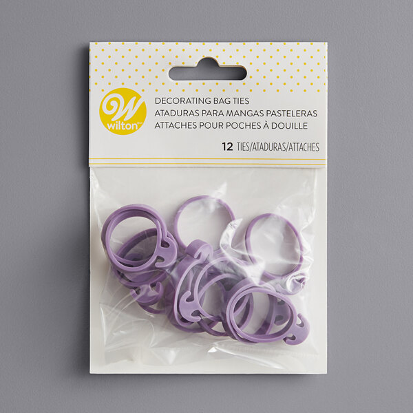 Wilton 191007384 Purple Rubber Pastry Bag Ties 12/Pack
