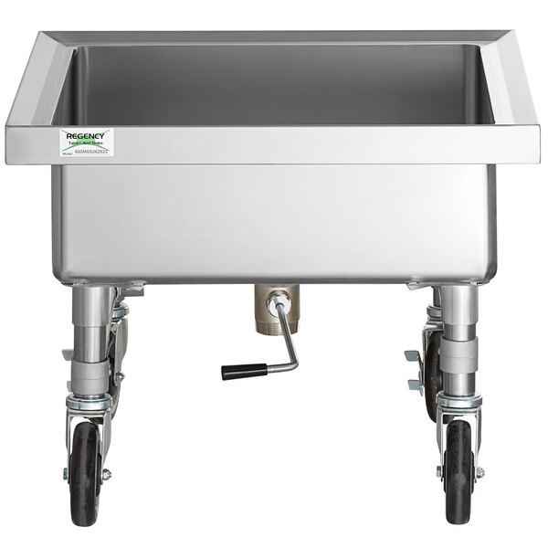 Mobile Silverware Soaking Sink – Stainless Steel 304, 22x22x8" Bowl, 34" Height, Swivel Casters, For Commercial Kitchen