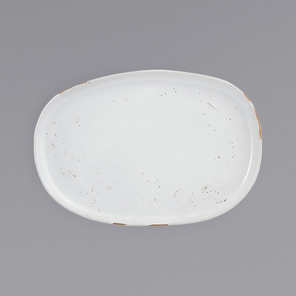 Front of the House DOS033BEP21 Artefact 13" x 9" Ash Oval Porcelain Plate - 4/Case