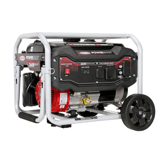 A Simpson portable generator with wheels.