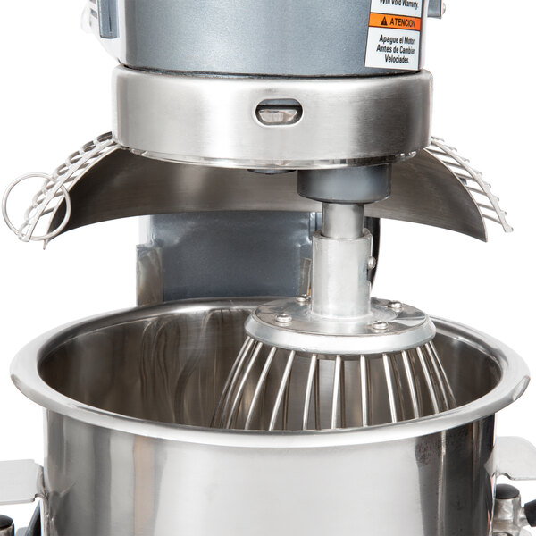 A 304 stainless steel wire whip attachment for an Avantco mixer.