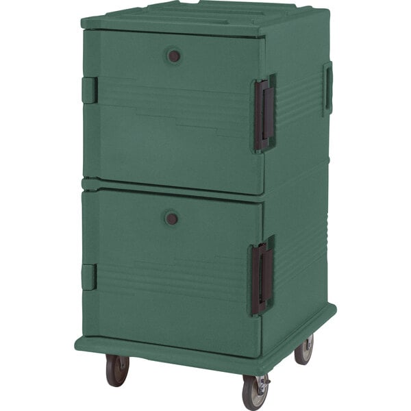 Cambro UPC1600HD192 Ultra Camcarts® Granite Green Insulated Food Pan Carrier with Heavy-Duty Casters - Holds 24 Pans