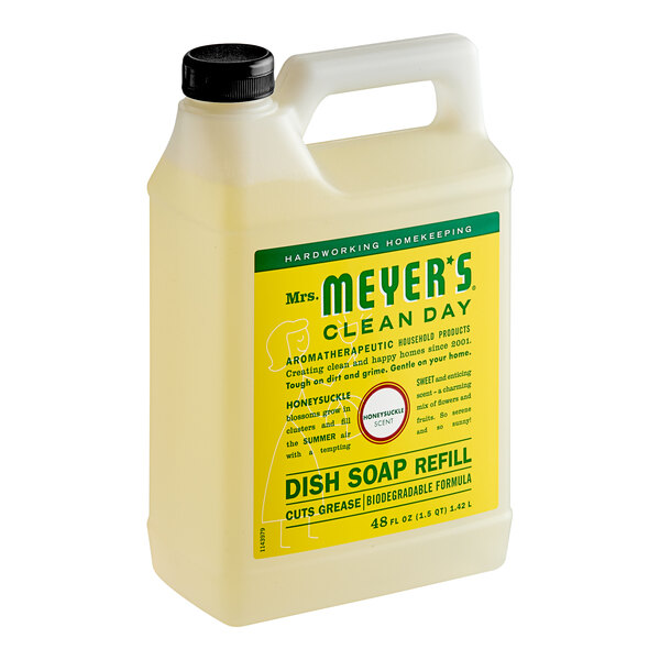 Mrs. Meyer's Clean Day 347546 48 oz. Honeysuckle Scented Dish Soap Refill - 6/Case
