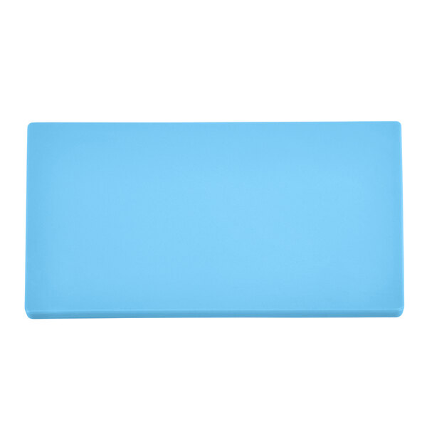 A blue rectangular Vollrath cutting board.