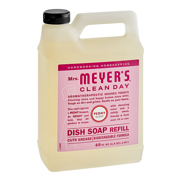 Mrs. Meyer's Clean Day 347631 48 oz. Peony Scented Dish Soap Refill - 6/Case