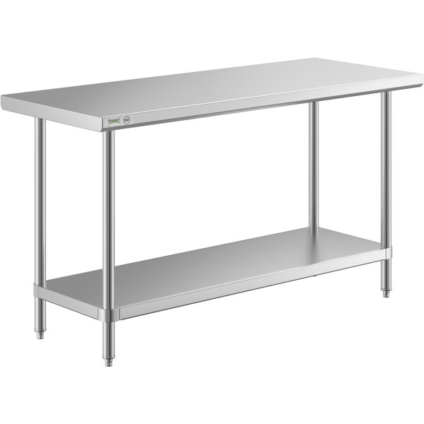 thumbnail image 2 of 24" X 60" Stainless Steel Folding Prep Table — Heavy Duty Commercial Kitchen Island With Adjustable Undershelf, 500 Lb Capacity 2 of 13