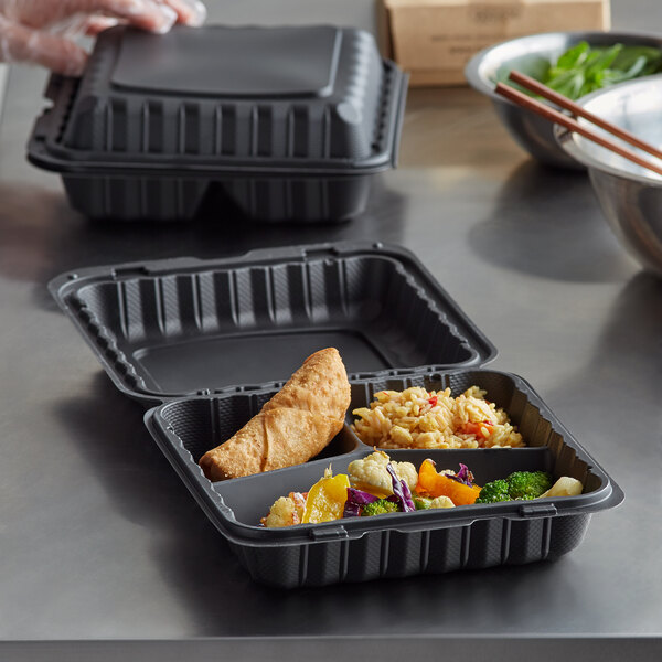Microwaveable Black TakeOut Containers 9" x 9" 150/Case