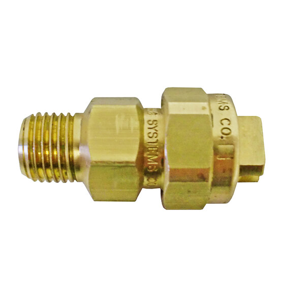 A brass threaded male connector with a nut for a Sandia Sniper S-Bend Extractor Wand.
