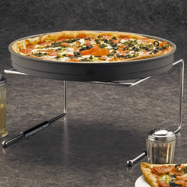 BBQ PIZZA STONE 13 INCH WITH CHROME STAND 