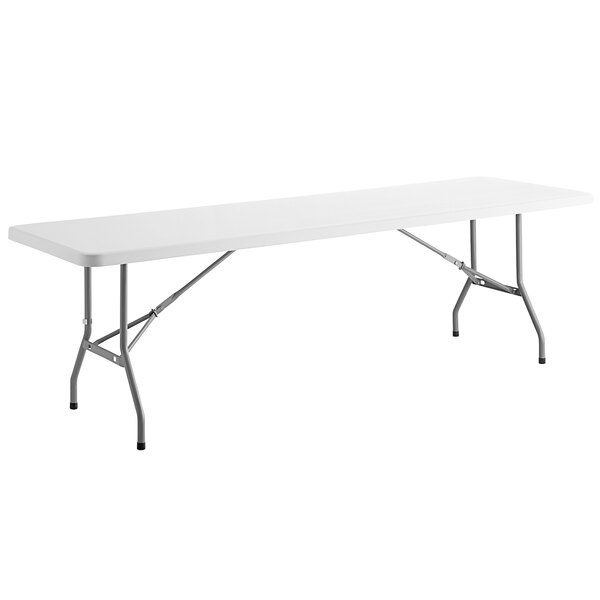 Choice 96" x 30" White Plastic Folding Table