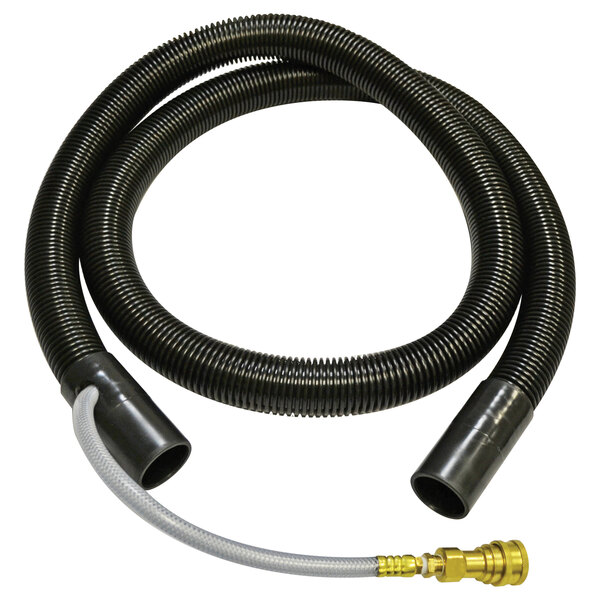 A black Sandia hose with a silver and grey connector.