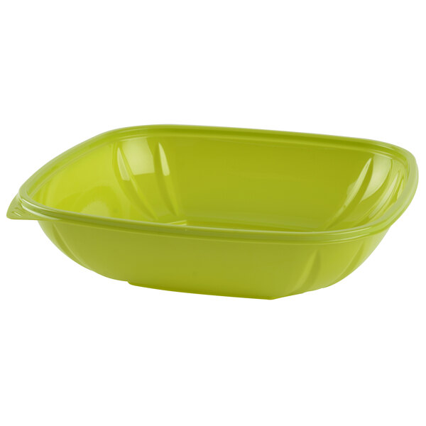 A green plastic bowl.