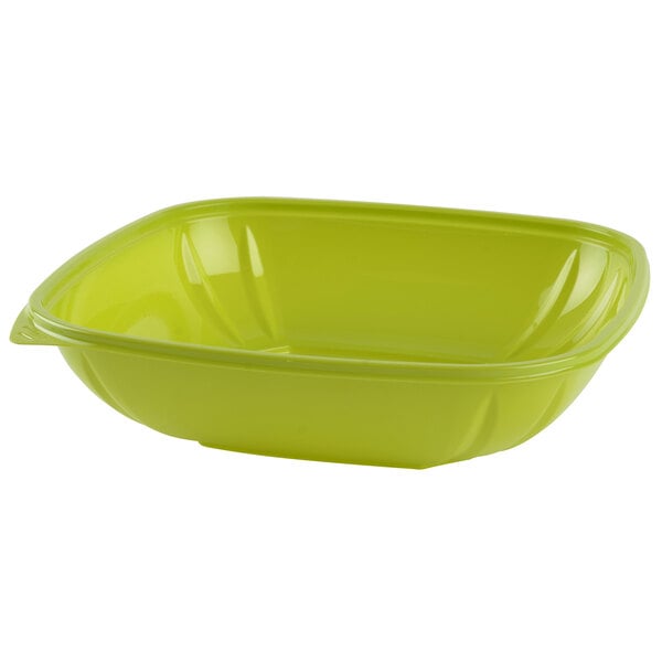 A green Fineline PET plastic bowl.