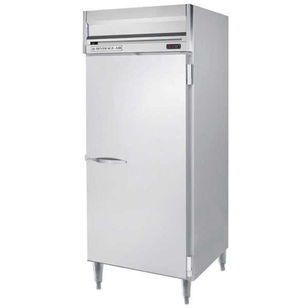 A white Beverage-Air reach-in refrigerator with a silver handle.