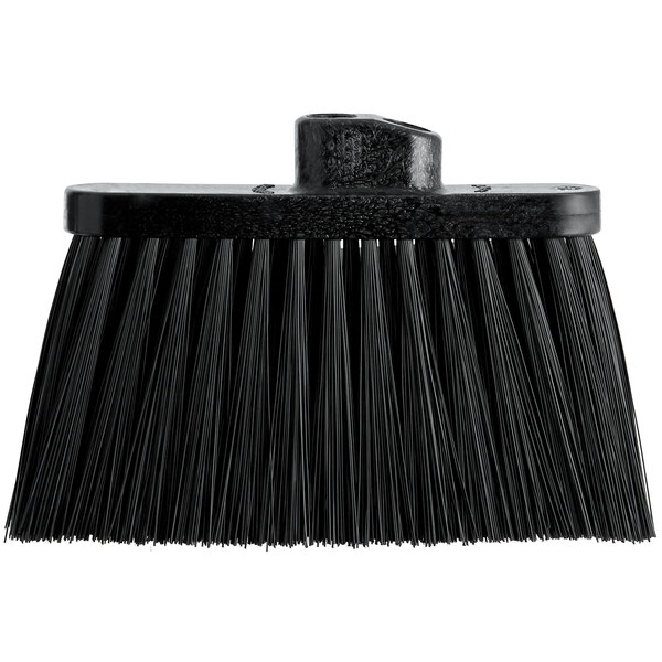 A Carlisle black broom head with long black bristles.