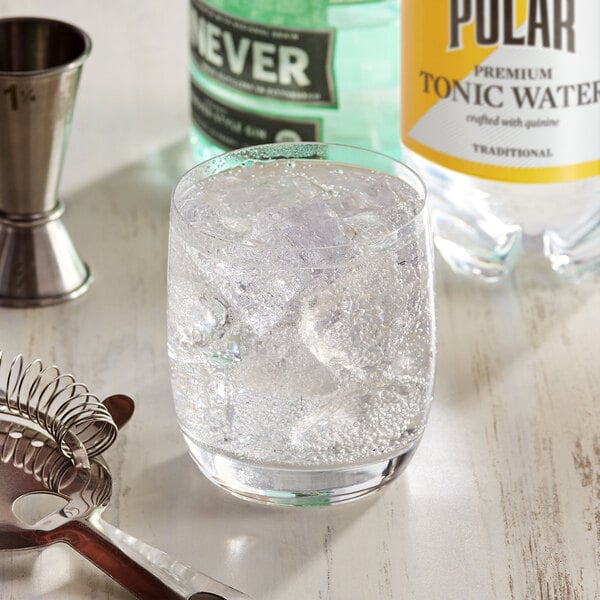 A close-up of a green bottle of Polar Tonic Water.