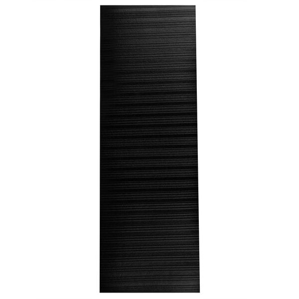 A black rectangular anti-fatigue mat with a ribbed stripe pattern.