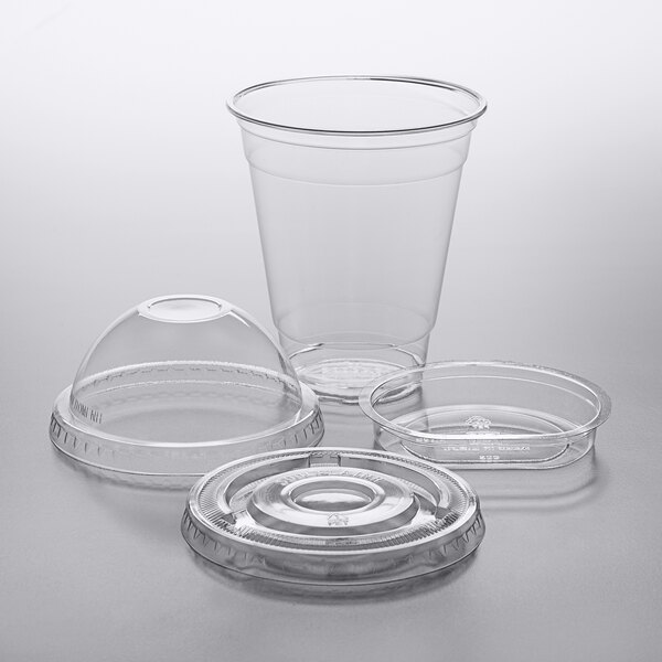 Choice 12 oz. Clear Plastic Cold Cup with 2 oz. Insert and PET Dome and