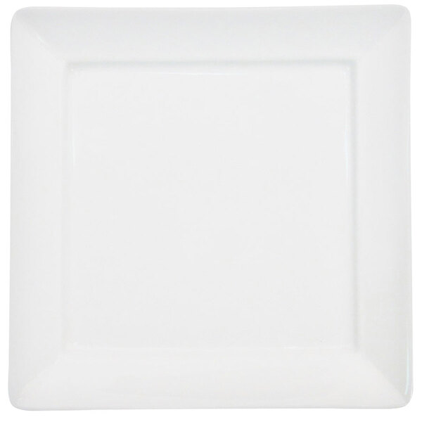 A CAC Paris white bone porcelain square tray with a square edge and a white rim.