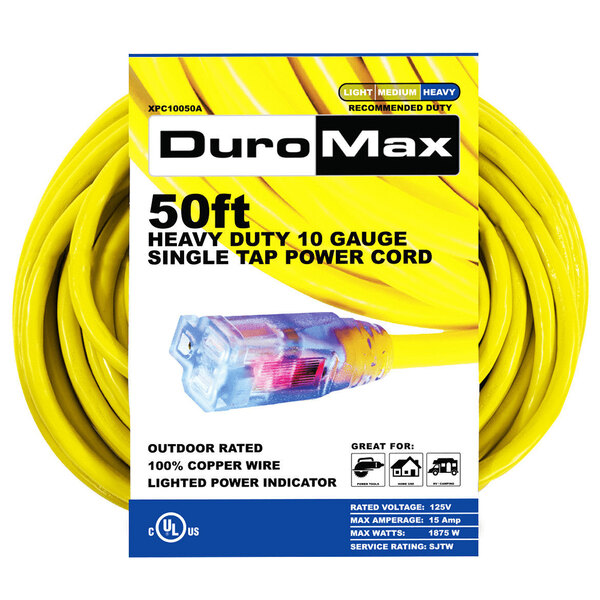DuroMax XPC10050A 50' 10/3-Gauge Single Tap Heavy-Duty Extension Power Cord