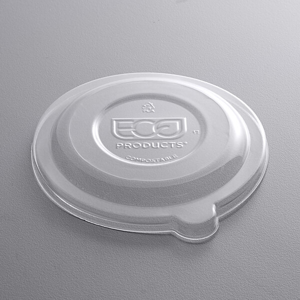 A clear plastic Eco-Products WorldView bowl lid.