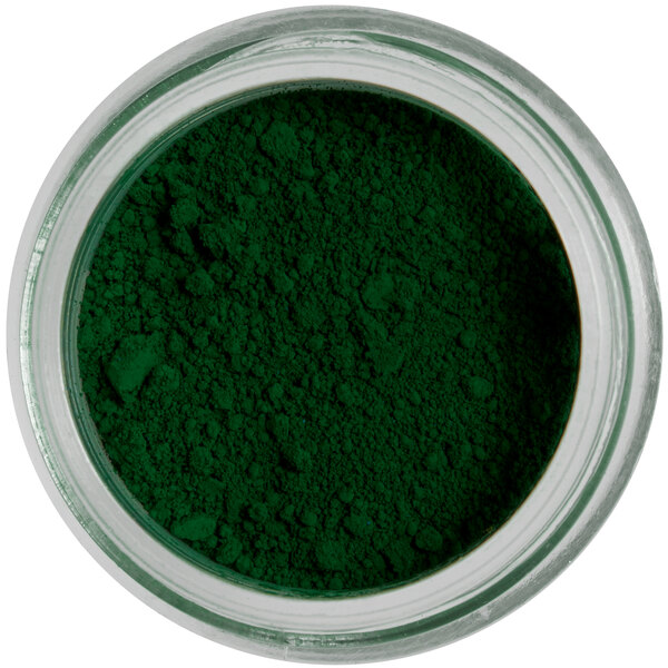 A jar of Roxy & Rich Forest Green petal dust powder.