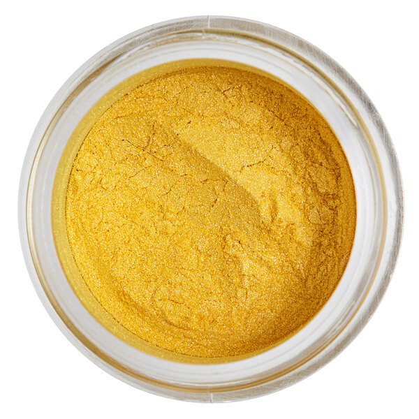A jar of Roxy & Rich Canary Yellow Lustre Dust powder.
