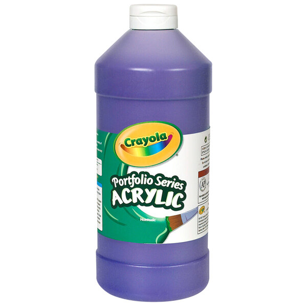 A purple container of Crayola Portfolio Series Violet Acrylic Paint.