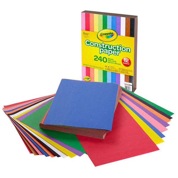 Crayola 993200 9" x 12" 12-Assorted Color Construction Paper   - 240/Pack