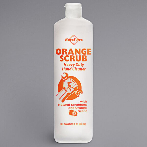 A white Kutol Pro squeeze bottle with orange text and natural scrubbers.