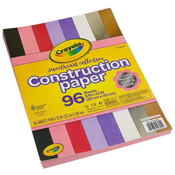Crayola 990301 Sweetheart Collection 9" x 12" 8-Assorted Color Construction Paper - 96/Pack
