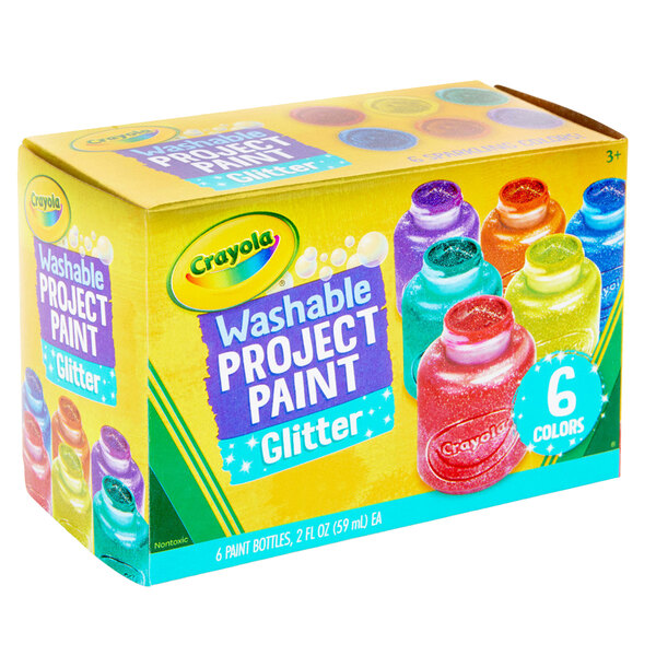Crayola 6-color Glitter Washable Kids Paint - 2 oz - 6 / Set - Red, Yellow,  Blue, Green, Purple, Orange - Filo CleanTech