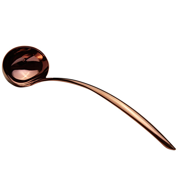 A Bon Chef rose gold stainless steel serving ladle with a hollow long handle.